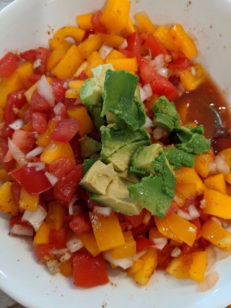 avocado added to salsa