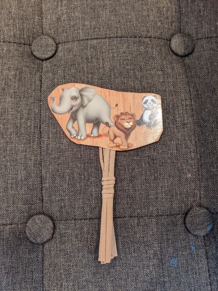 Making Animal Plant Pal Stakes - animal image cut out and attached to the stake