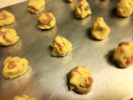 Sour Gummy Sugar Cookies on baking sheet