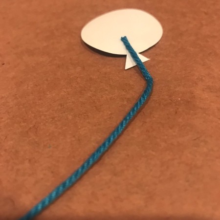 Birthday Balloons Card - with sticker sticky side up attach triangle and then the string