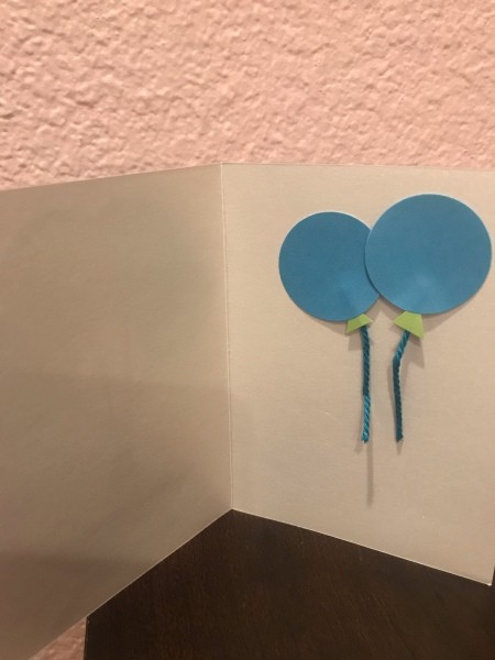 Birthday Balloons Card - inside of the card with two balloons