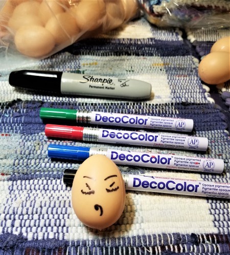 Faux Egg Faces - egg and markers