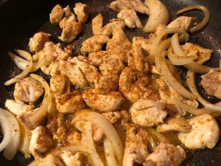 cooked chicken & onions