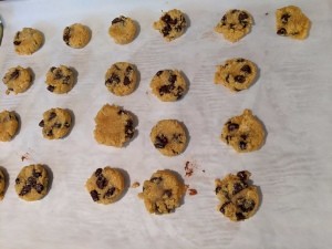 Coconut Flour Chocolate Chip on baking sheetCookies