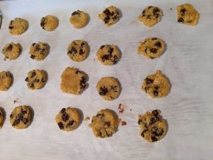 Coconut Flour Chocolate Chip  on baking sheetCookies