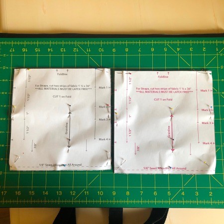 Fabric Face Mask - pattern for two masks cut out