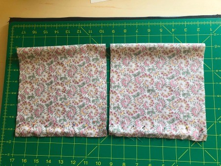 Fabric Face Mask - folded in half with right sides together and pinned