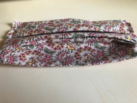 Fabric Face Mask - looking down between the pleats to see the result of the last one