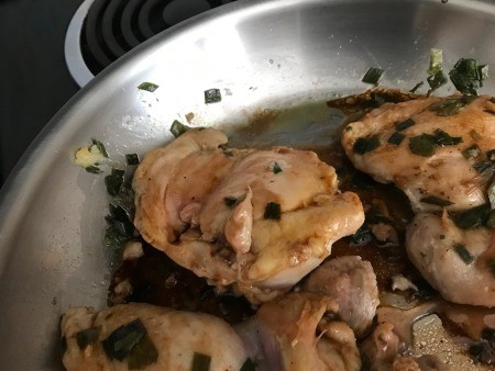 Sauteed Chicken Thighs in pan