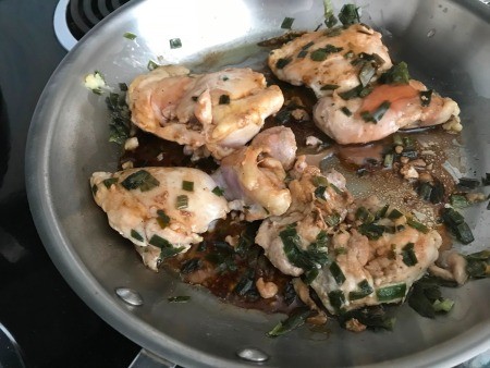 Sauteed Chicken Thighs in pan