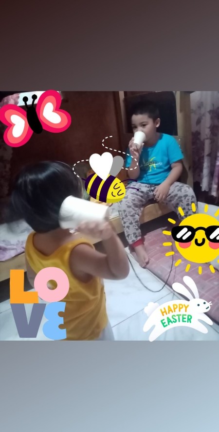 Paper Cup and String Telephone - kids playing with the cup phone