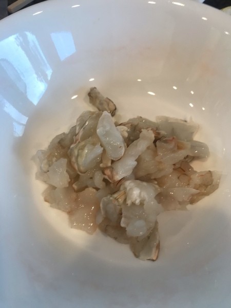 Shrimp pieces in bowl