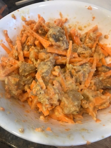 Sweet Potato & Shrimp mixed together