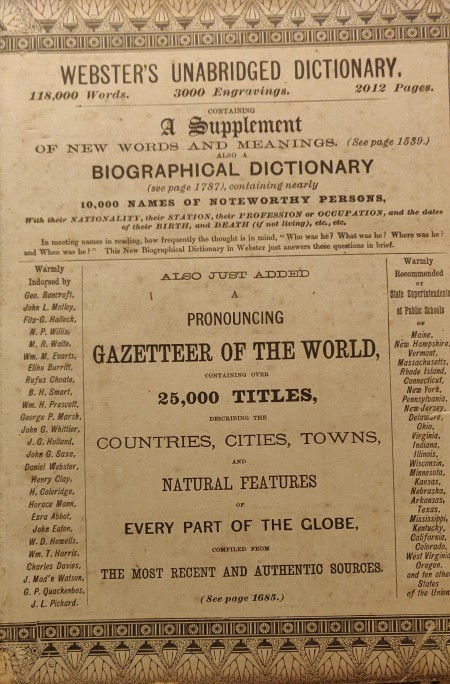 Value of a 1886 Webster's Dictionary