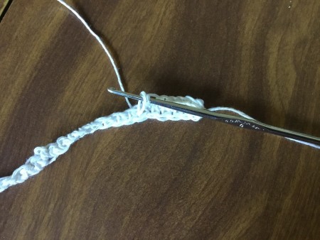 Crocheted Exfoliating Soap Sack - begin second row of SC