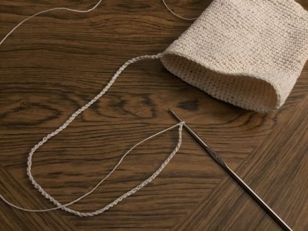 Crocheted Exfoliating Soap Sack - adding basic chain stitch hanger about 6 inches long