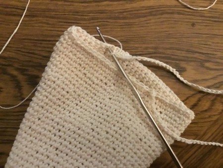 Crocheted Exfoliating Soap Sack - attach the end of the chain on the opposite side