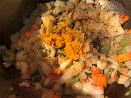 seasoned veggies in pan