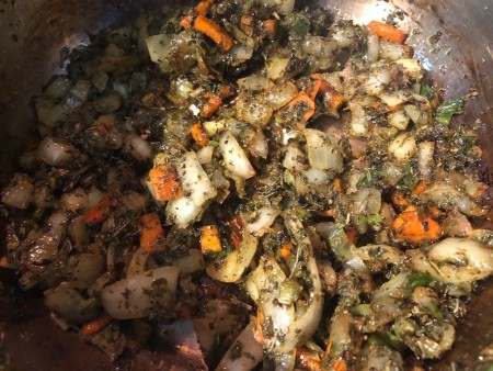 seasoned veggies in pan