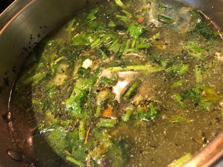 stock added to soup