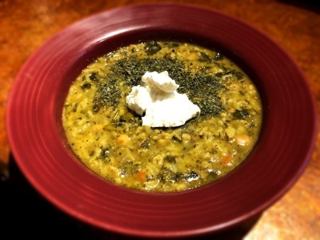 bowl of Spinach Herb and Bean Soup