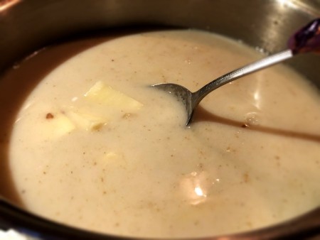 added cream, broth & potatoes