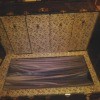 Value of an Antique Indestructo Steamer Trunk - open trunk with view of drawers and storage area