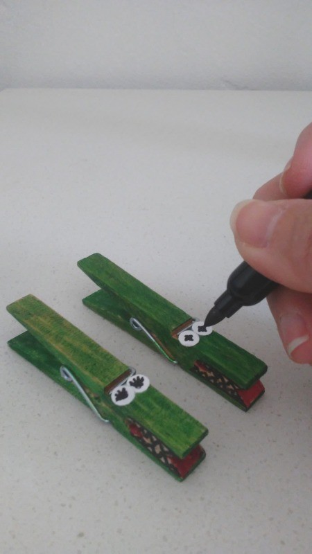 Alligator Clothespins - draw in the pupils with the black marker