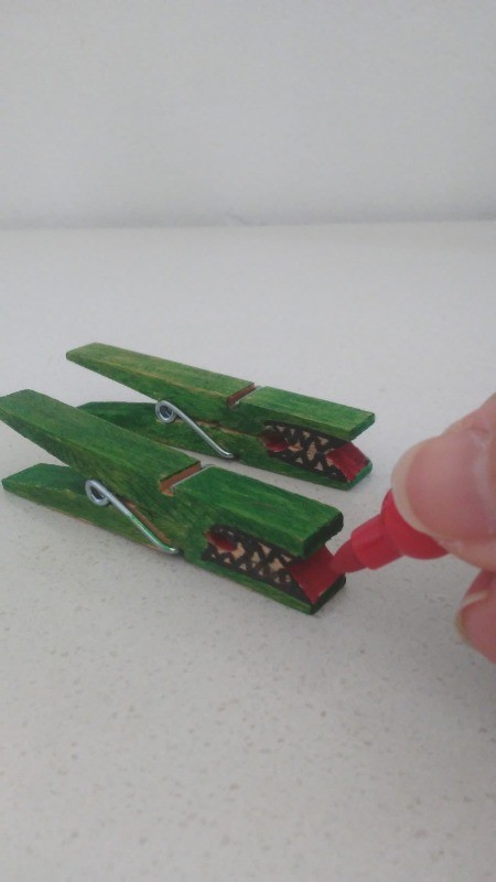 Alligator Clothespins - color the tongue red and draw the teeth