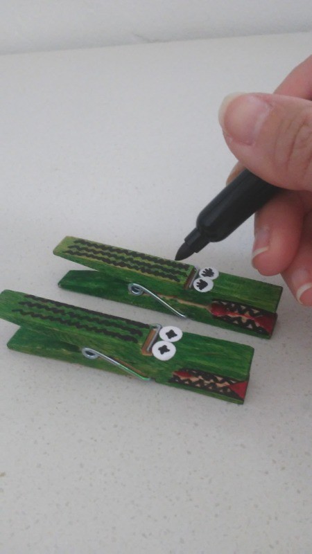 Alligator Clothespins - add spikes with black marker