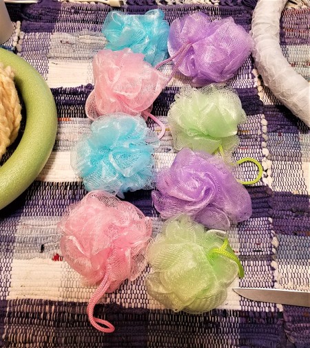 Pretty Recycled Pipe Insulation Spring Pouf Wreath  - poofs