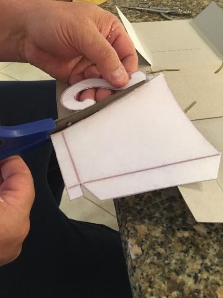 Tea Time - Tissue Box Tea Pot - cutting handle off of the pot pattern piece