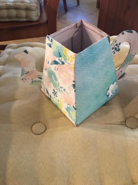 Tea Time - Tissue Box Tea Pot - handle and spout attached and punched flowers attached