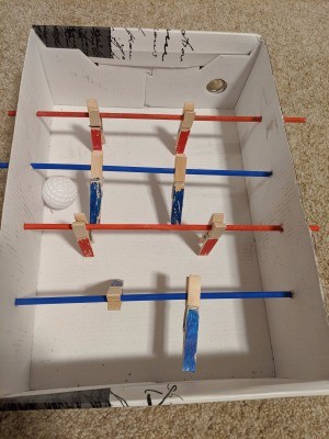 DIY Foosball Game Shoebox - ready to play