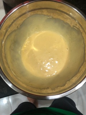 Making Hollandaise Sauce - pan of sauce