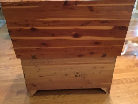 Age and Value of a Murphy Cedar  Chest  - back of open chest