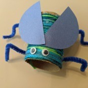 Recycled Paper Tube Bug Toy - looking down on finished bug toy