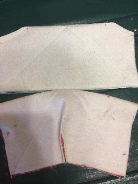 Fabric Bowl Hot Pad - fold again the opposite direction with right sides together and repeat making a dart