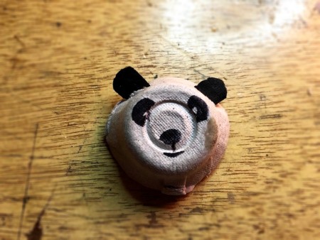 Egg Carton Panda - add eyes, nose, and mouth