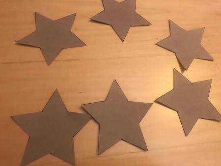 Recycled Paper Memorial Day Wreath - cardboard stars cut out