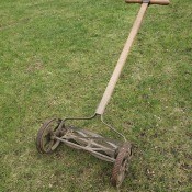 Age and Value of a Lakeside Deluxe Reel Mower - vintage reel mower on the lawn