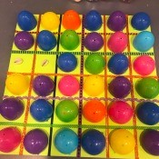 Plastic Egg Match-Up Game - finished game board with first match exposed