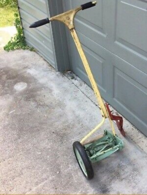 Value of a Vintage Reel Trimmer - edge trimmer on driveway