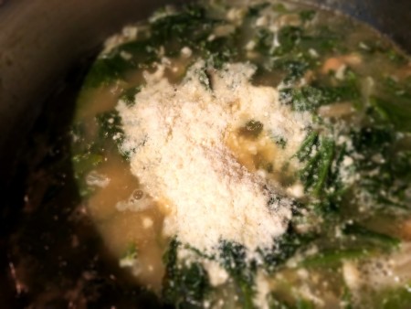 adding Parmesean, salt & pepper