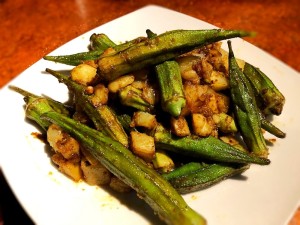 Curried Okra and Potatoes on plate