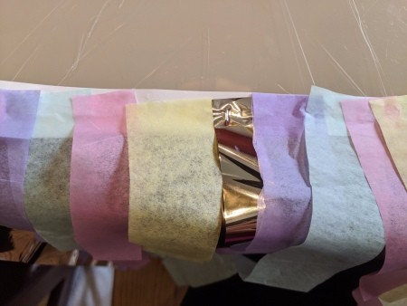 Cardboard Tube Rainbow Blower - strip of paper with the streamers attached