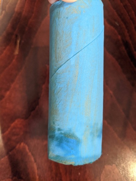 Cardboard Tube Rainbow Blower - paper tube painted blue