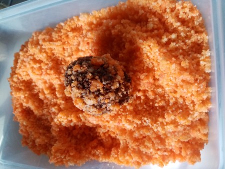 Choco Butternut Munchkins dipped in orange coating