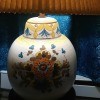 Identifying a Vintage Table Lamp - off white bean pot lamp with floral motif