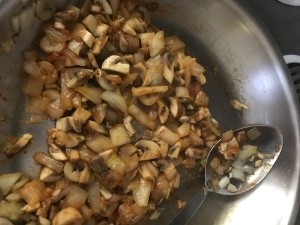 Fried Mushrooms & onions in pan